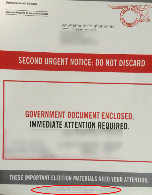 Engage SAMPLE Non-Official Election Mail, or Third-Party Mailings may use the return address information of the Secretary of State or a county elections office, they may not be affiliated with that office.    Please read each notice to determine who sent the mailing.