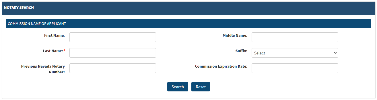 Traditional Notary - Notary Search Screen on the SilverFlume Website